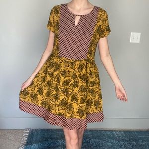 Esley Mixed Print Floral Babydoll Dress